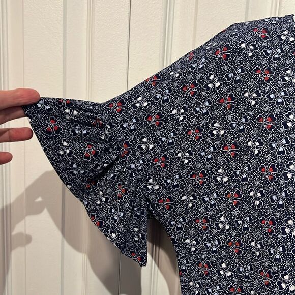 Michael Michael Kors Navy Blue With Heart Pattern Short Sleeve Dress Size‎ M - Picture 5 of 11